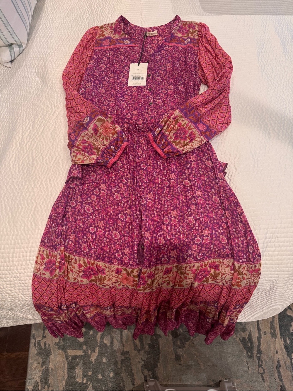 Spell Floral Boho Skirt and Blouse in Fuchsia and Pink